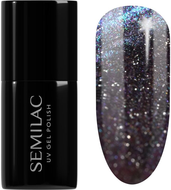 Semilac UV Hybrid Galaxy Flash gel nail polish for UV/LED hardening shade 828 Grey Holo 7 ml