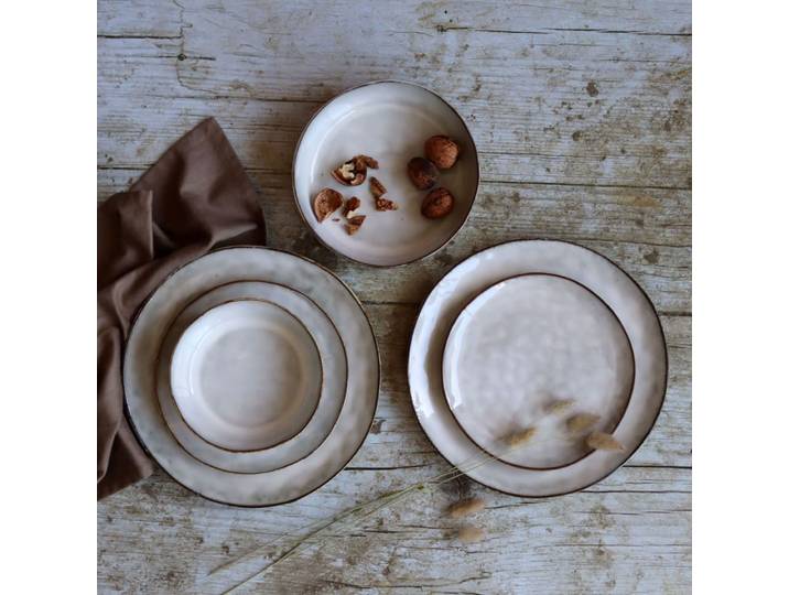 Lot de 6 assiettes coupes en grès gris 15,5cm