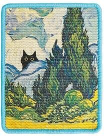 Uplifted Finds Artistic Van Gogh Inspired Natural Sisal Cat Scratching Board And Wall Mounted Mat tree
