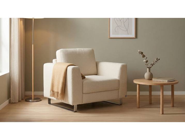 BRUNO Schlafsessel 70cm in Beige praktische Größe stabiles Massivholz & Boxspringkomfort