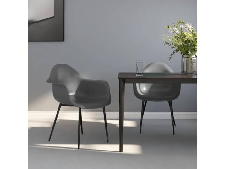 NLQMSU Esszimmerstühle, 2 Stück, Grau, Polypropylen, Metallfüße Minimalistisches Design, ergonomisch gebogene Rückenlehne, Polypropylen, waschbar, stabile Metallfüße, Kapazität 110 kg
