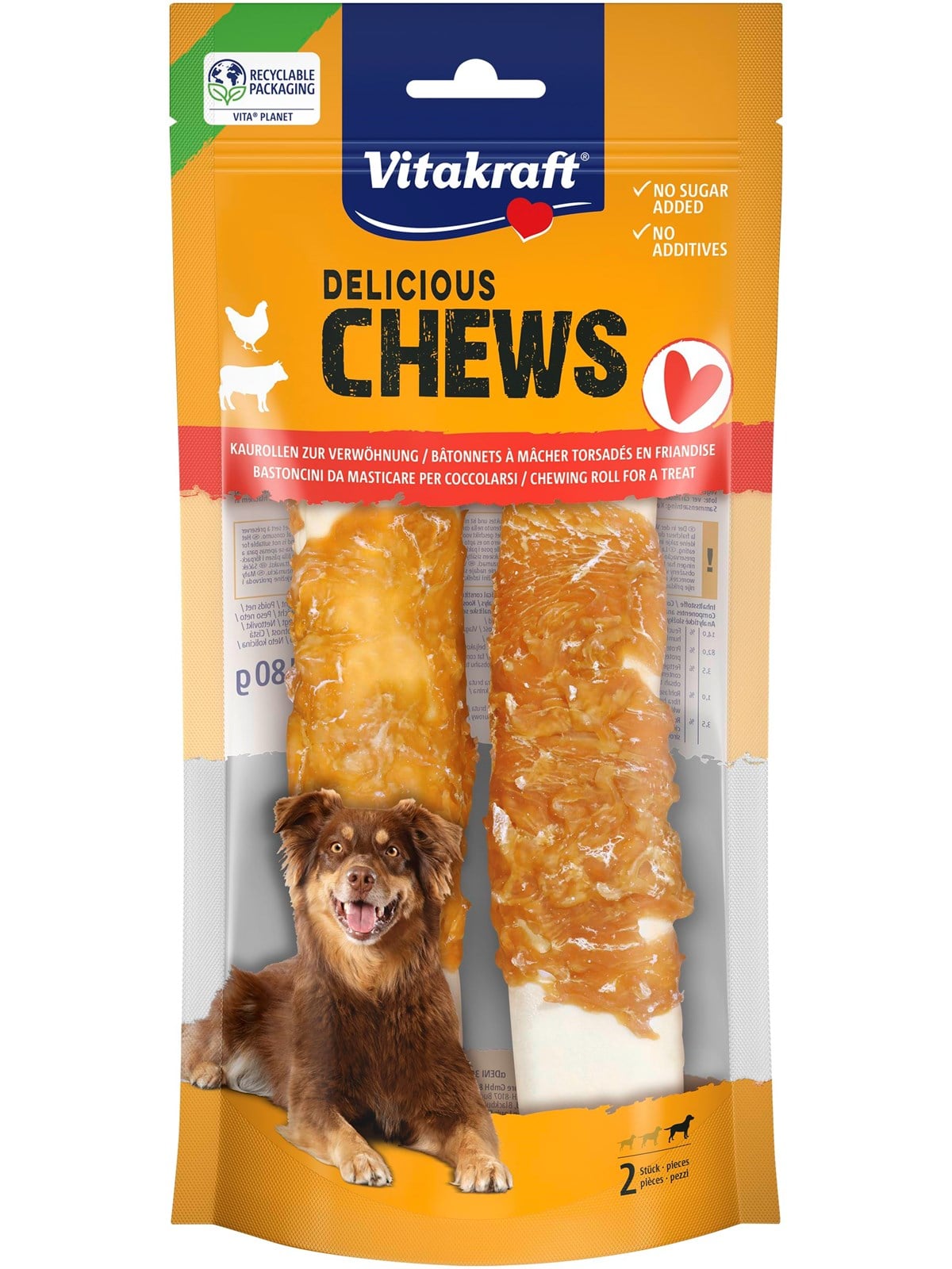 Vitakraft DELI CHEWS Kaurollen mit Huhn, XL