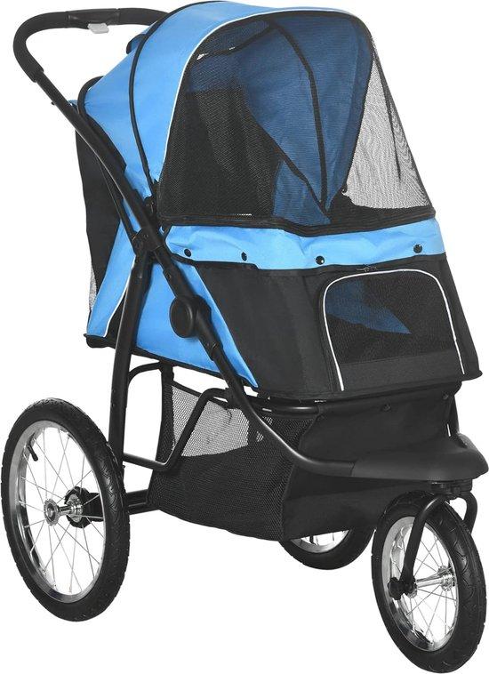 Famanu Hunde- und Katzenbuggy faltbar mit Reflektoren und Sonnenschutz - Ideal für kleine und mittelgroße Hunde