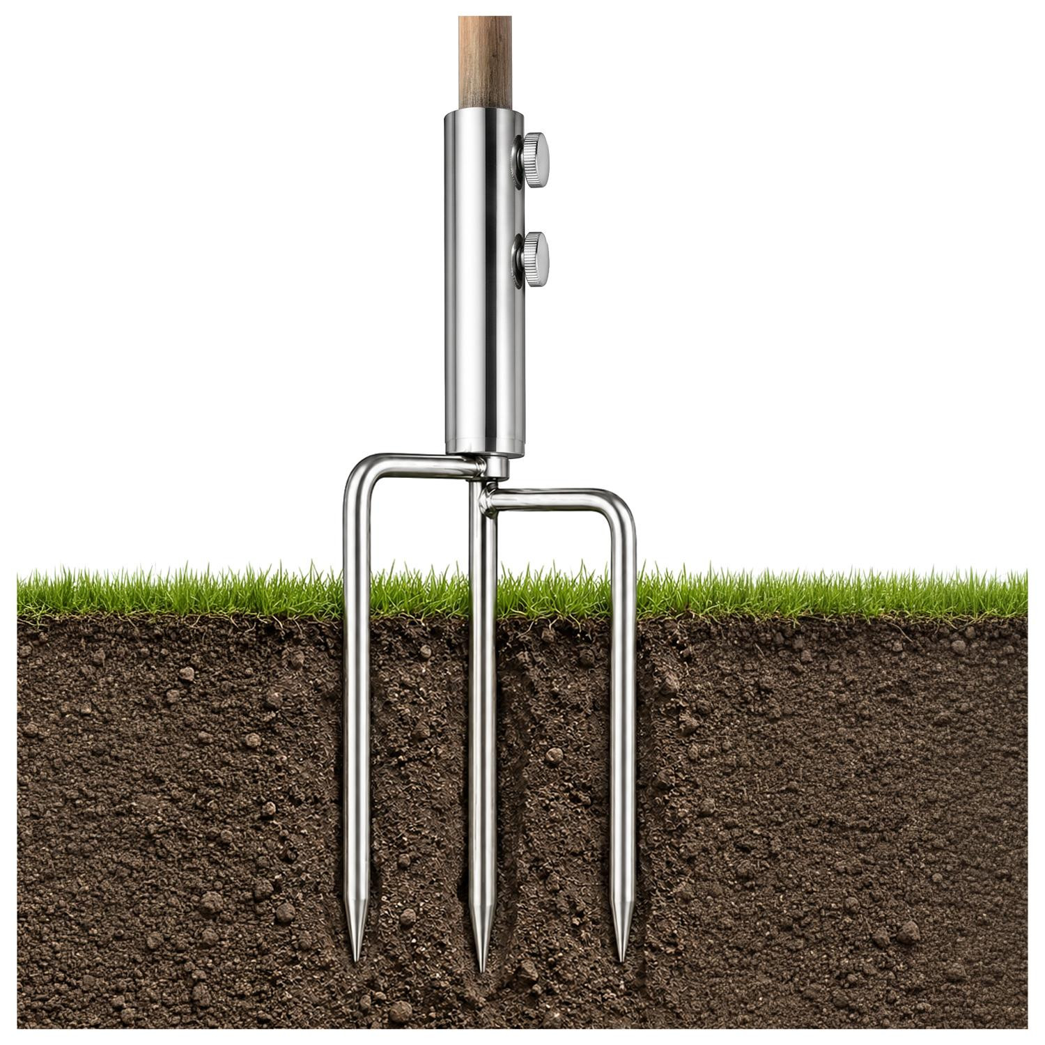 COM-Four RVS parasolhouder met grondpen voor tuin en strand