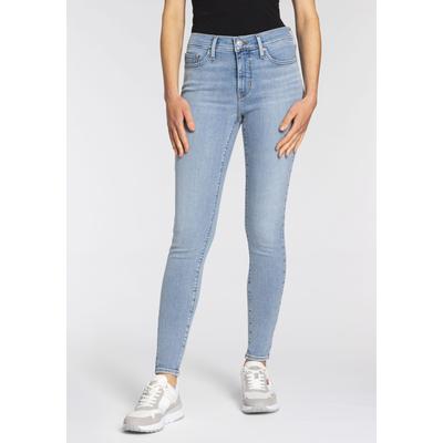 Skinny-fit-Jeans LEVI'S "310 Shaping Super Skinny", Damen, Gr. 27, Länge 28, blau (off kilter clean hem), Denim/Jeans, Obermaterial: 85% Baumwolle, 13% Polyester, 2% Elasthan, skinny fit lang, Jeans