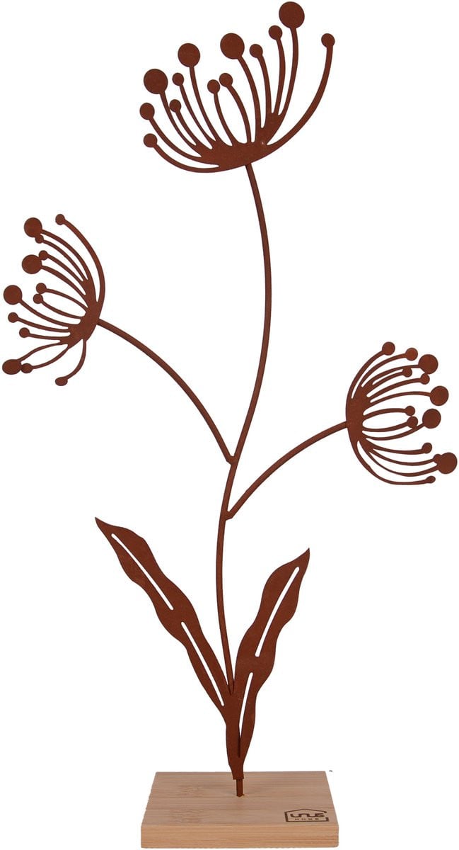 UNUS Decoratieve bloemsilhouet staander met roestlook groot