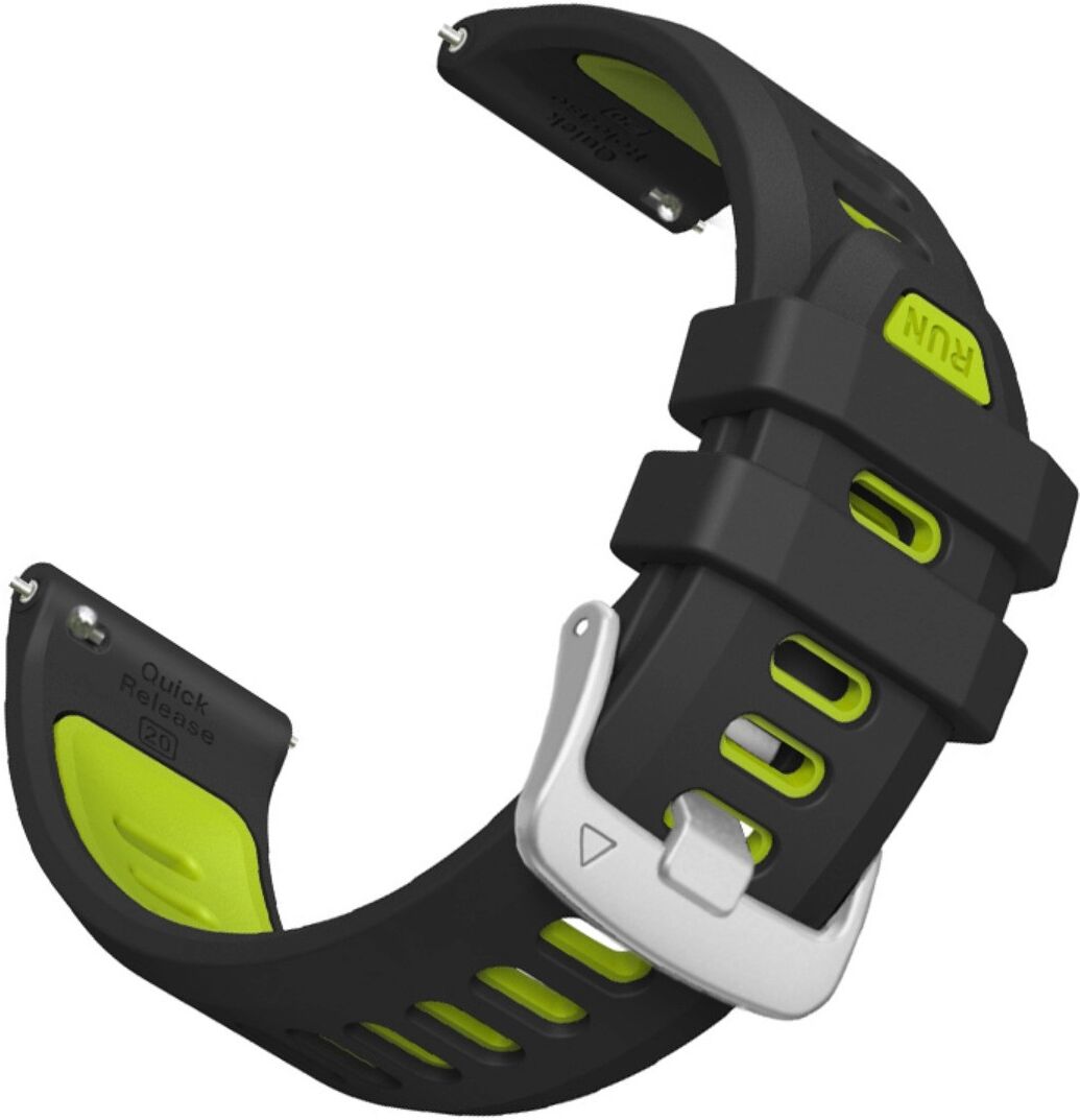 INF Zweifarbiges Silikon-Armband, kompatibel mit Garmin Forerunner 55 und 20mm Modellen Schwarz + Grün