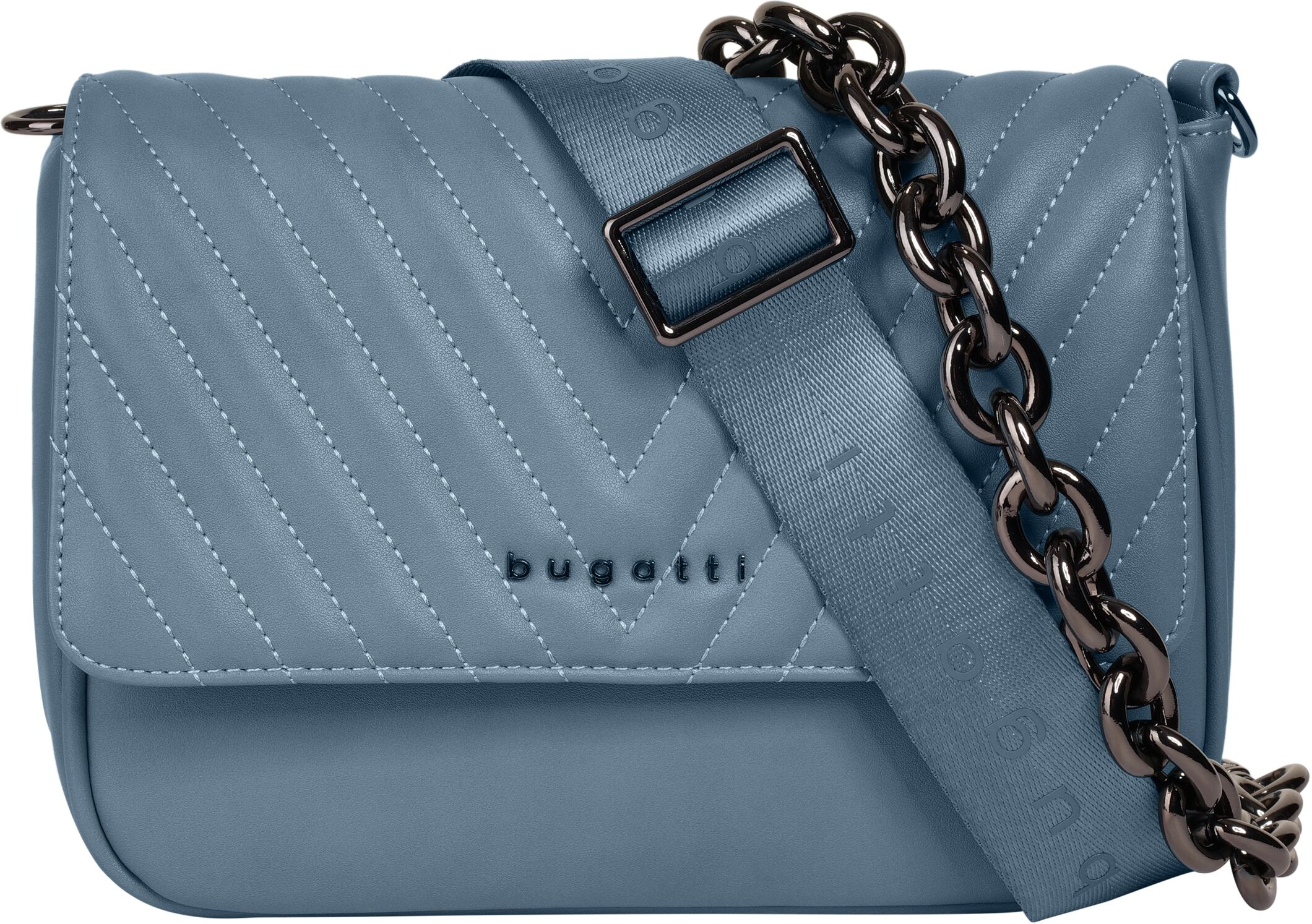 Umhängetasche BUGATTI "BUGATTI Damen SIRA", Damen, Gr. B/H/T: 24cm x 18cm x 10cm onesize, blau, Kunstfaser, Strukturmuster, Taschen Umhängetasche
