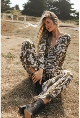 O'Neill s Zadie Jumpsuit in Military Olive, Size Small, Viscose
