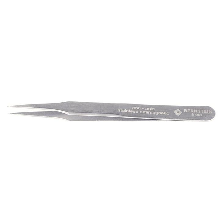 Bernstein SMD-Pinzetten SMD / Säurebeständig / Antimagnetisch Edelstahl Gerade, spitz 115mm (5-051)