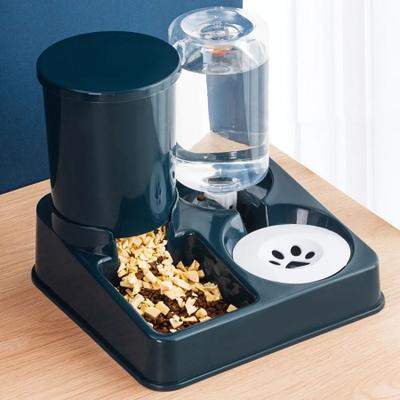 PetsAreLife Automatic Cat Feeder And Water Dispenser Set 2 in 1 Tilted Gravity Pet Food And Water Feeder dark Green
