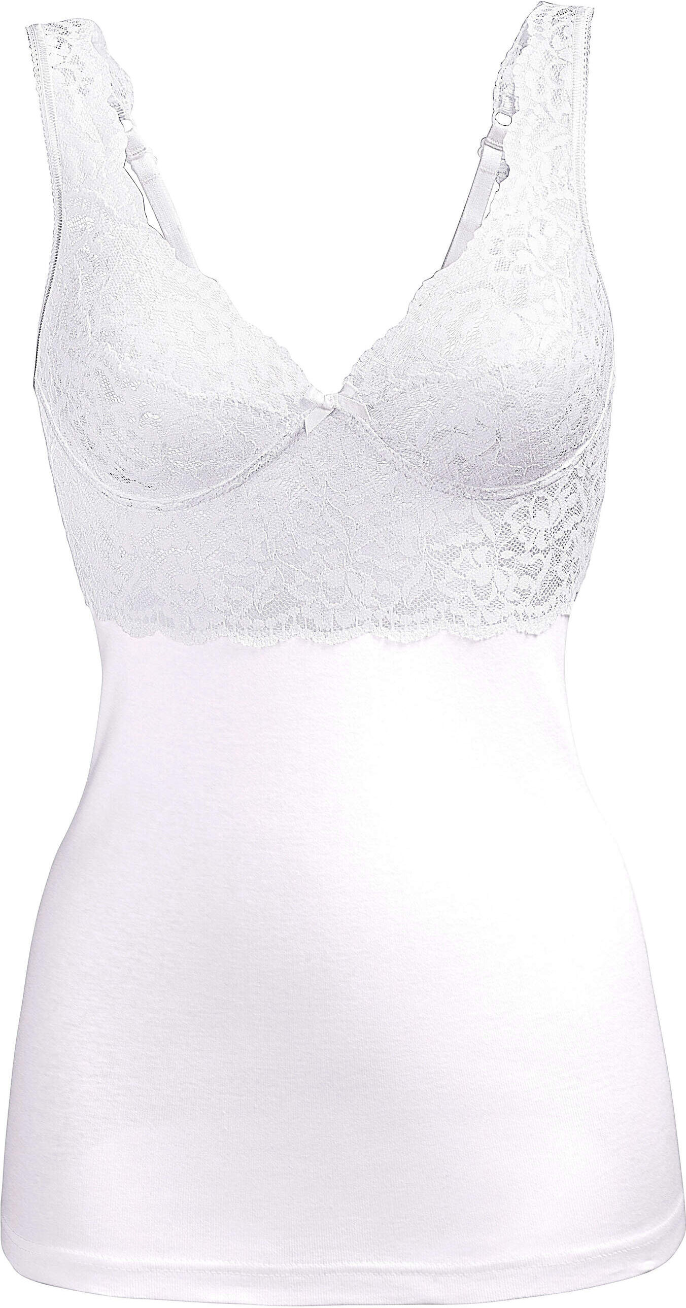 Unterhemd WITT "BH-Hemd BH-Hemd mit 2-geteilten Cups", Damen, Gr. 42, 1 Stk., Cup B/C, weiß, Feinripp, , Elegant, Unterhemden Unterhemd