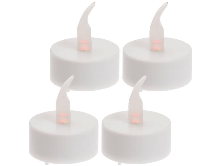 LED-Teelichter 4er-Set, flackernder Flamme und Timer