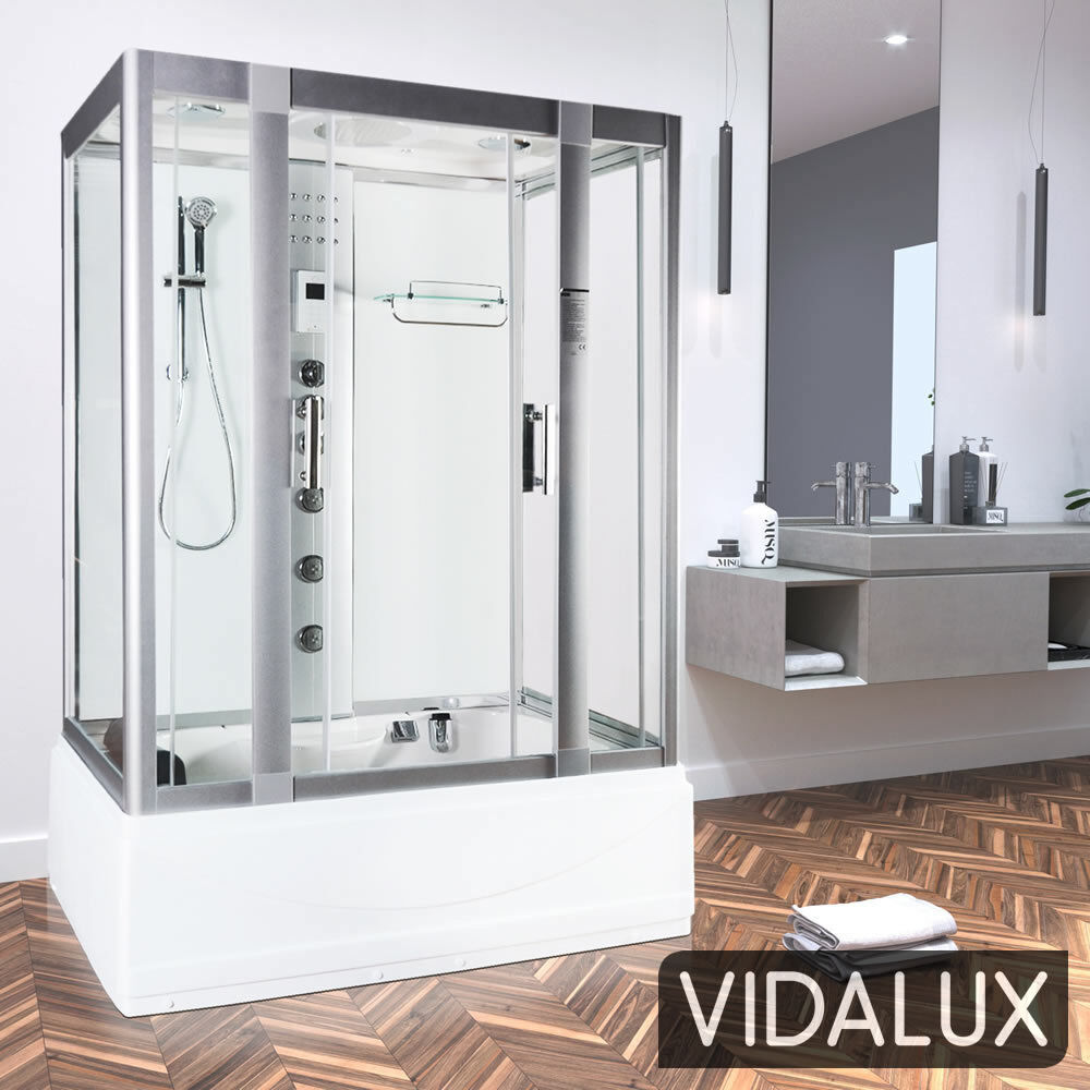 Vidalux Aegean 1350 Steam Shower Whirlpool 1350 x 800 White 209cm H X 135cm W X 80cm D