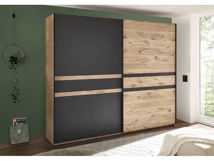 Schwebetürenschrank 270cm Braun/Grau