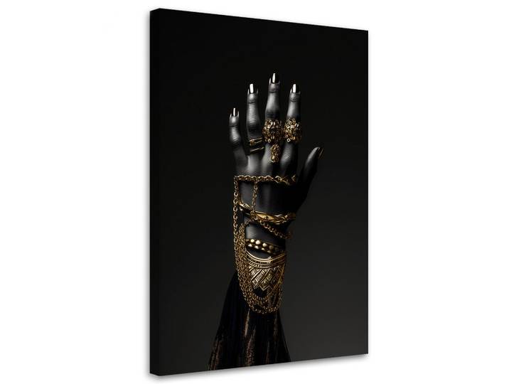Feeby Leinwandbild Gold-Schmuck 70x100cm, Schwarz, Person/Charakter, Rechteckig, 70x100 cm, Bilder & Rahmen, Bilder, Leinwandbilder