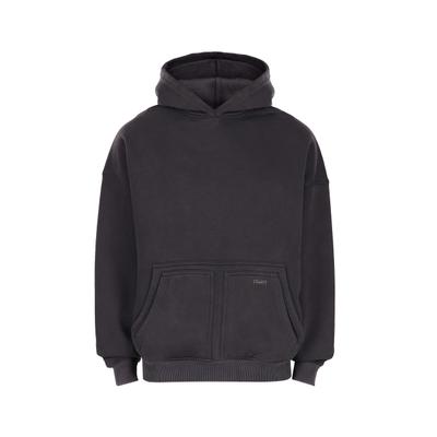 Kapuzenpullover DROPSIZE "Dropsize RAW APPLICATION HOODI", Herren, Gr. M, grau (acid schwarz washed), 70% Baumwolle, 30% Polyester, Rundhals, Pullover Kapuzenpullover