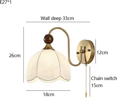 Inspire Curations French Style Fabric Shade Bedside Wall Lamp with Switch warm White (2700 3500k)