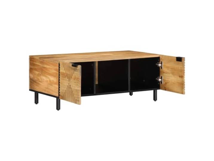 Couchtisch Braun 100x54x40cm Massivholz Mango Rechteckige Platte, Mangoholz massiv, Bronze-Finish, Größe 100x54x40cm, für Wohnzimmer
