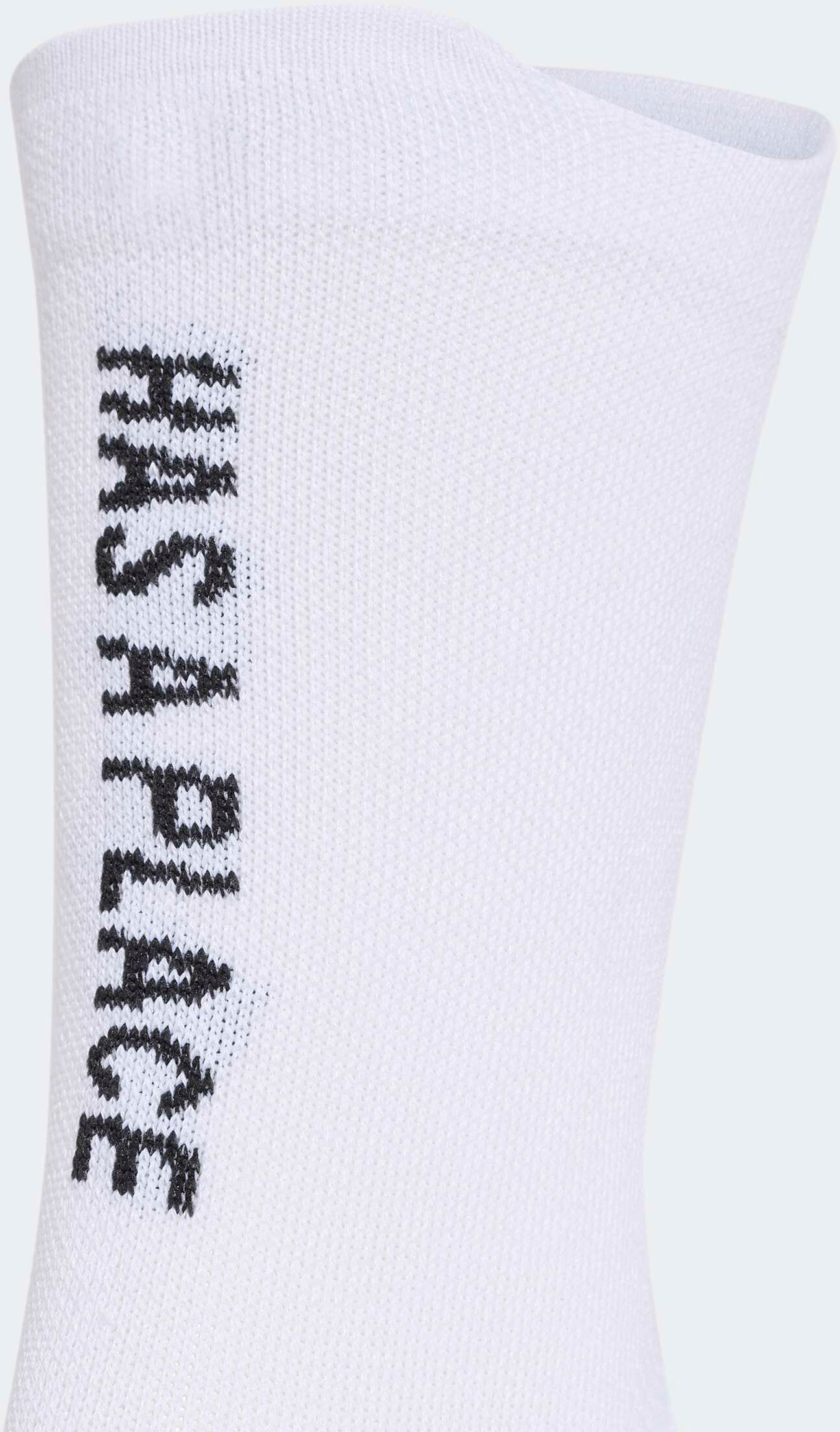Funktionssocken ADIDAS PERFORMANCE "RUNNING MESSAGE CREW", Herren, Gr. L (43/45), Sockengröße, weiß (weiß, schwarz), Obermaterial: 100% Polyamid, Socken Funktionssocken, für Laufen, mit climacool Technologie, neutraler Schnitt