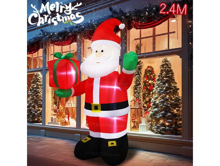 Père Noël gonflable portant un chapeau de Noël lumière LED intégrée adaptée à l'intérieur et à l'extérieur, décoration de fête de jardin