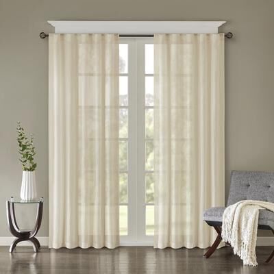 Madison Park Harper Solid Crushed Sheer Window Curtain Pair