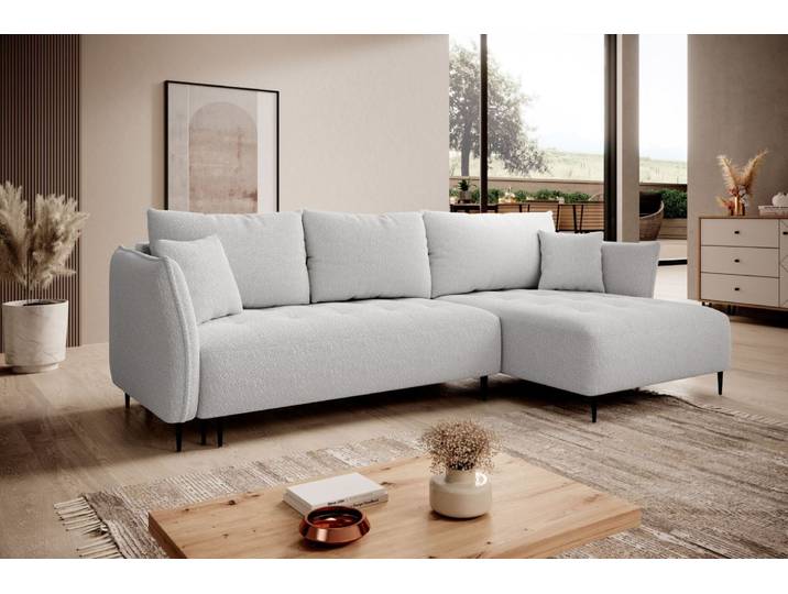 Ecksofa BARI mit Schlaffunktion und Bettkasten, Breite 276 cm , Catch me 22, Ottomane: rechts