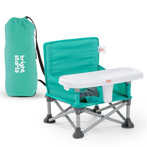 Bright Starts Booster Seat voor meisjes, roze, inklapbaar en draagbaar, inclusief draagtas