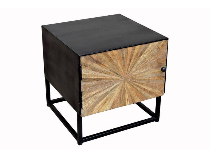loft24 Nachtschrank Tanay Nachttisch, Beistelltisch, Mangoholz, Metallgestell, 50x50x50 cm