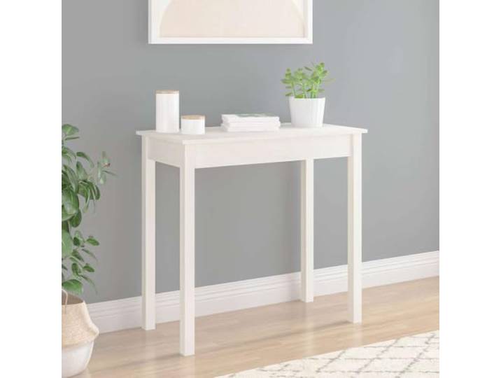 HEFZGDB Konsolentisch Weiß 80x40x75 cm Massivholz Kiefer Stabiler Beistelltisch mit Wandhalterung für Wohnzimmer und Flur