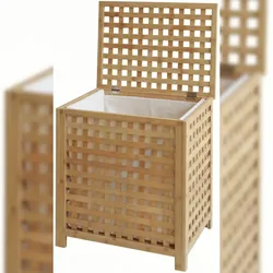 DELUKE Wäschebox KASSEL 1 großes Fach 70 Liter 52x39x55cm, Holz, Natura Wäschesammler Wäschekorb Wäschesortierer