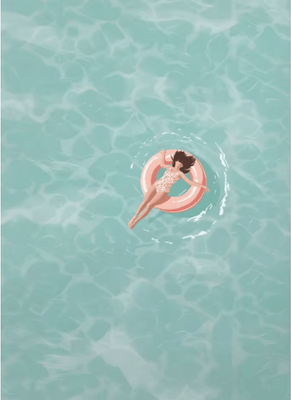 Inspire Picks Summer Girl Pool Party Beach Canvas Wall Art Nordic Ocean Inspired Home Decor d 20x30cm Frame
