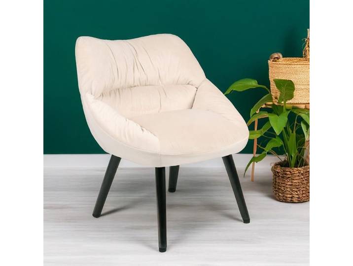 MENZZO Fauteuil moderne et confortable Patrick Velours Beige