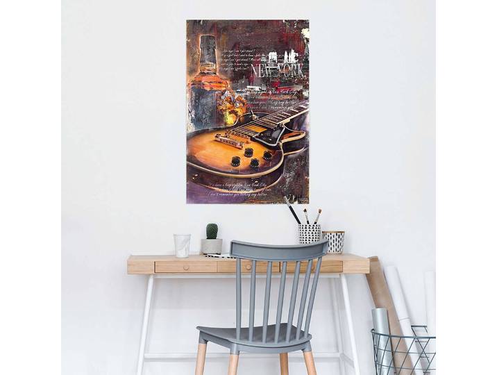 Poster Guitar Blues Night Papier Braun 61 x 92 x 0cm