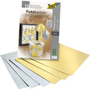 Folia Fotokarton 611, A4, gold und silber matt, 300g/qm, 10 Blatt