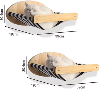 Inspire Picks Wall Mounted Cat Climbing Shelves Set Cat Hammock, Steps & Jumping Platform 2pcs A Cat Hammock