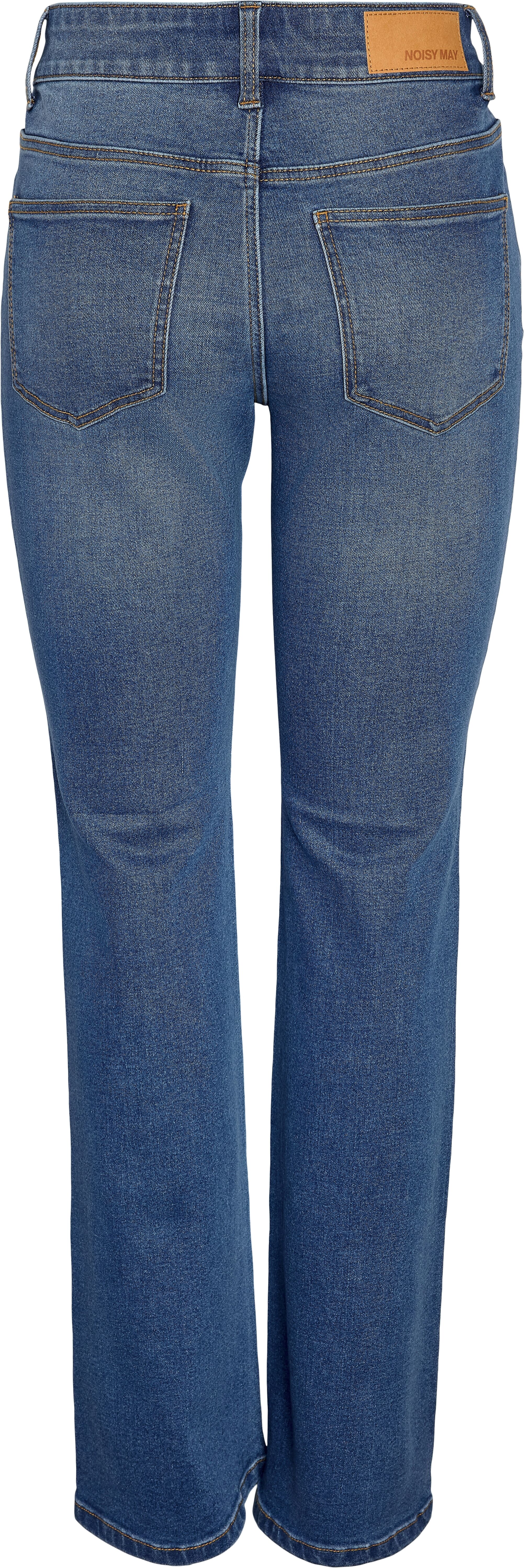 Bootcut-Jeans NOISY MAY "NMSTEVIE MW BOOTCUT JEANS VI632MB", Damen, Gr. S, Länge 30, blau (medium blau denim), Denim/Jeans, Obermaterial: 68% Baumwolle, 30% Polyester, 2% Elasthan, unifarben, bootcut fit lang, Jeans Bootcut-Jeans, Baumwollmischung medium 