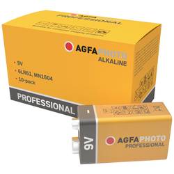 AgfaPhoto Professional 6LR61 9 V Block-Batterie Alkali-Mangan 9 V 10 St. 110-858463