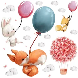 WANDAUFKLEBER 80x102cm - Tiere mit Luftballons