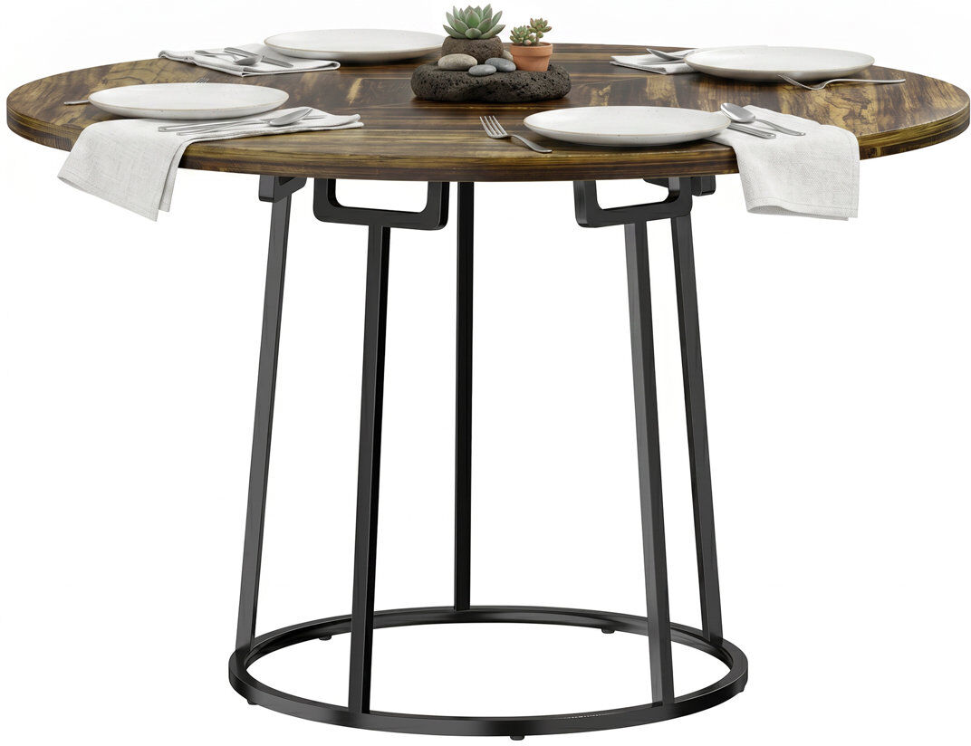 Borough Wharf Dining Table with Steel Base Brown Wood