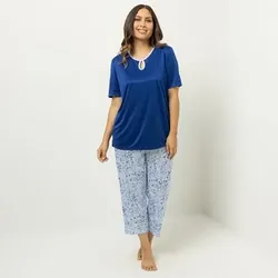 LITTLE ROSE Pyjama Mikrofaser Shirt, 1/2-Arm Hose, 7/8-Länge