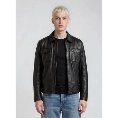 Lederjacke TRUEPRODIGY "Jax Aufgesetzte Taschen im Hemd-Stil", Herren, Gr. XXL, schwarz, Obermaterial: 100% Schafsleder sheepskin., regular fit, Jacken