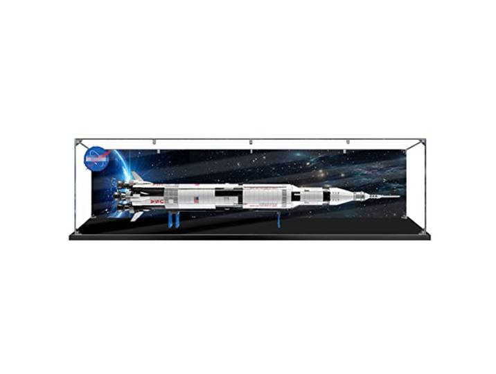 Acryl Vitrine Für Lego 21309 Apollo Saturn V, Staubdicht Vitrine Kompatibel Mit Lego 21309 Mit Hintergrund, Schaukasten Staubdicht Display Box (Nur Vitrine) 3Mm Horizontal Version
