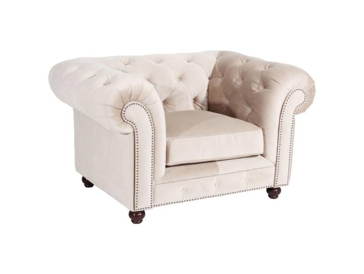 Max Winzer Chesterfield-Sessel Orleans, Creme, Holz, Buche, Uni, 135x77x100 cm, Goldenes M, Made in Europe, Wohnzimmer, Sessel, Chesterfield-Sessel