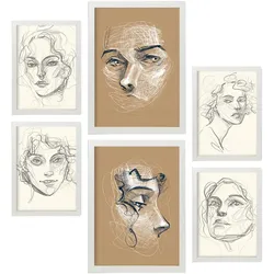 POSTER Set Mit 6 Verführerischer Junge In Weibliche Zusammenfassung A3 & A4 Weißer Rahmen