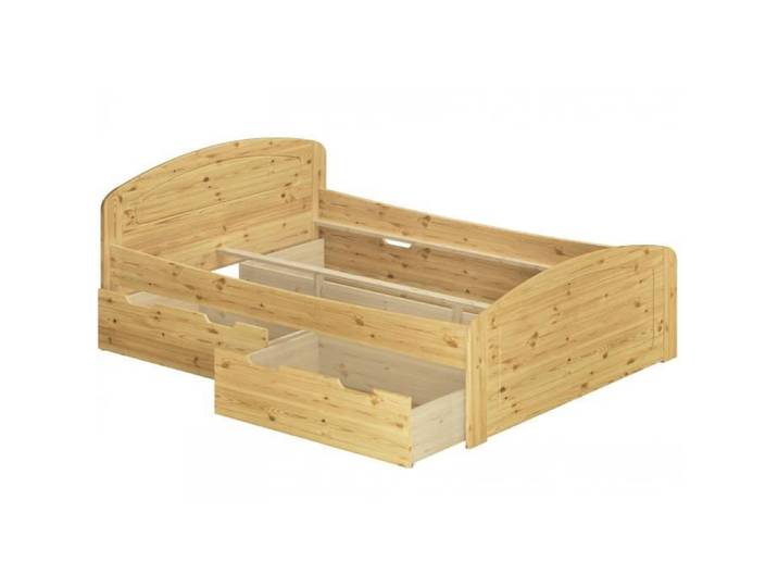 Cadre de lit adulte extra haut pin massif 140x200 idéal pour les personnes âgées tiroir 60.50-14oR