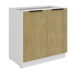Küchen Unterschrank 80 cm CREMONA Eiche + Weiß Küche Küchenzeile Küchenblock