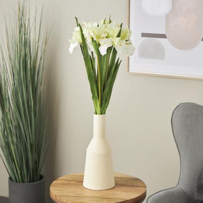 Arcilla Elemental - White Plastic Tall Iris Indoor Outdoor Artificial Flower Stem (Set of 8)