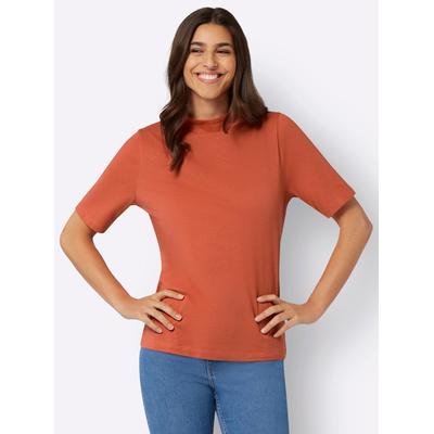 Kurzarmshirt CLASSIC BASICS "Kurzarm-Shirt", Damen, Gr. 42, orange (terra), 100% Baumwolle, unifarben, Shirts