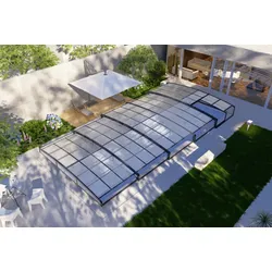 GreenYard Poolüberdachung "Aqualina" aus Aluminium, ca. 10,99 x 5,26 x 1,05 m